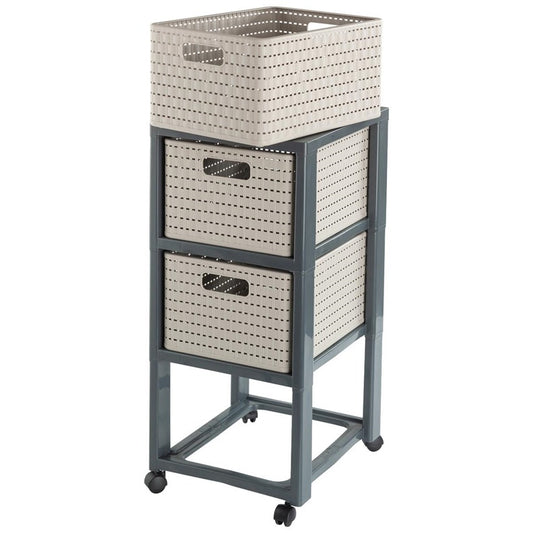 Storage unit with drawers ROTHO, sand, 37.5×32.5×71.2 cm