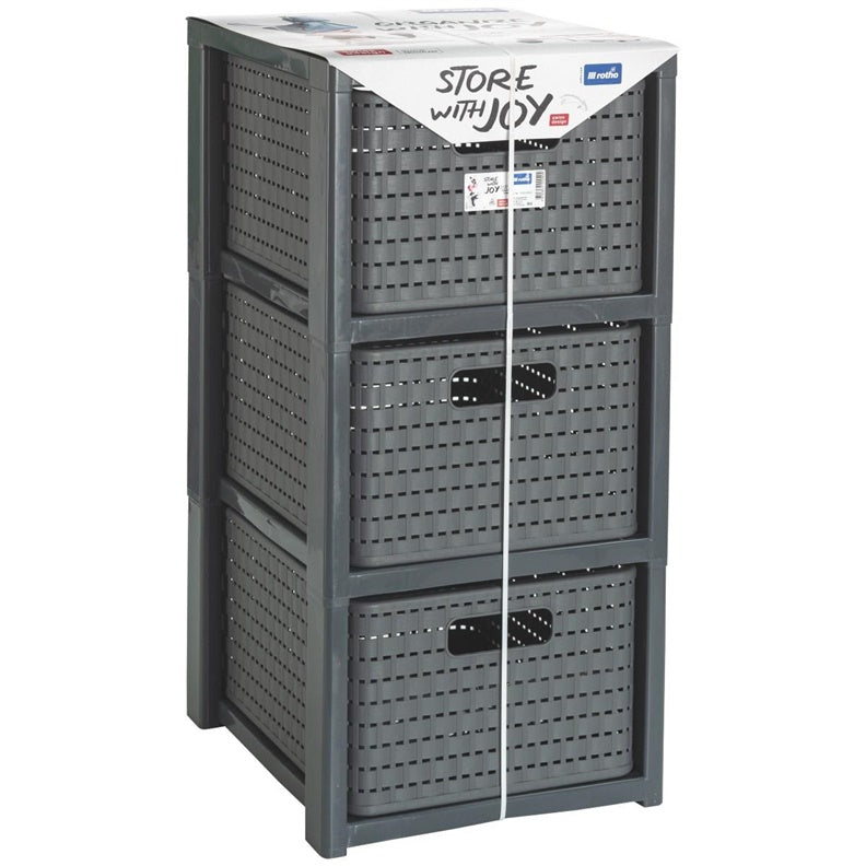 Storage unit with drawers ROTHO, grey, 37.5×32.5×71.2 cm
