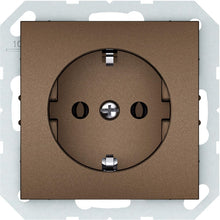 Wall socket VILMA QR1000, with grounding, mocha color