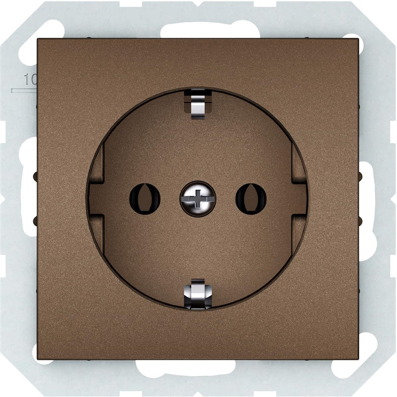 Wall socket VILMA QR1000, with grounding, mocha color