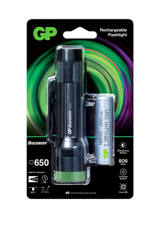 Rechargeable Flashlight GP, GPACTCR41000, 650lm