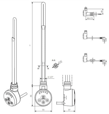Electric heating element TERMA MEG, 300 W, black