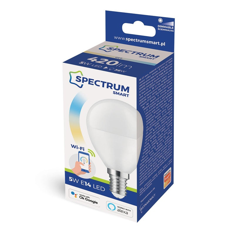 IŠMANIOJI LED LEMPA, P45, SMART WIFI, 5W, E14, CCT+DIM, FR