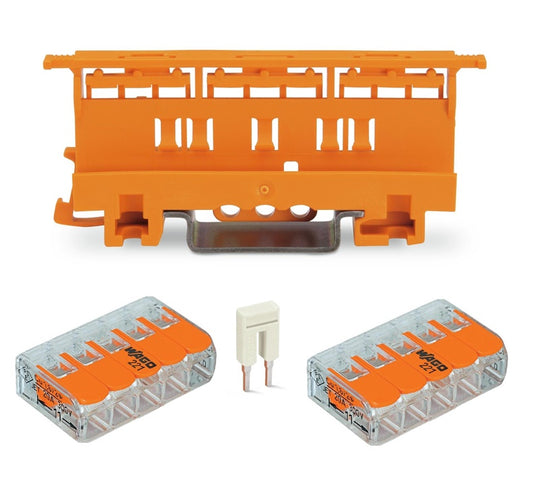 Connectors 221-415 (2 pcs.) with mounting carrier 221-500 and jumper