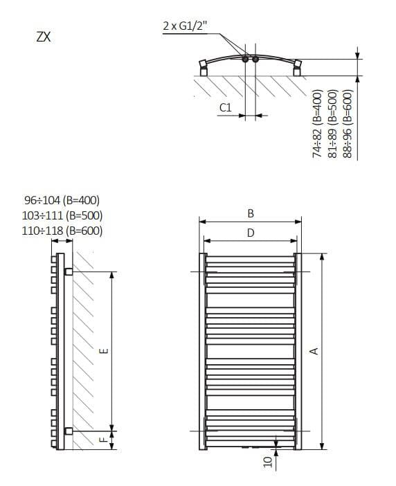 Electric towel dryer TERMA D01 50 x 96 cm