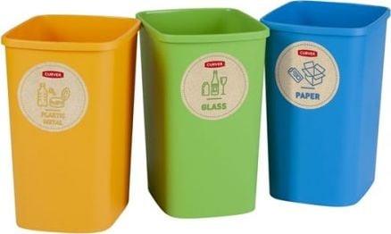 ECO FRIENDLY Waste Sorting Bin Set, 3 × 9 l