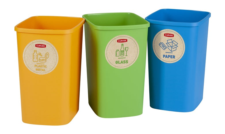 ECO FRIENDLY Waste Sorting Bin Set, 3 × 9 l