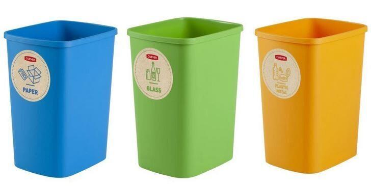 ECO FRIENDLY Waste Sorting Bin Set, 3 × 9 l