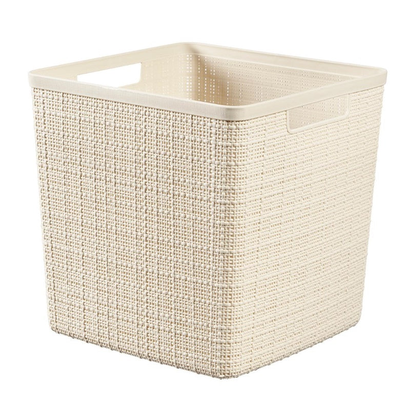 Storage box CURVER JUTE, 17 l, cream, 28×28×27 cm