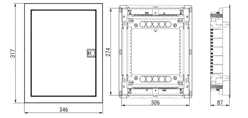 Modular flush-mounted enclosure ETI ECG14MEDIA-I, IP30, 14 modules
