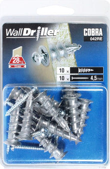 Wkręcane dyble do płyt G-K, 4 x 25 mm, metalowe, 10 szt.