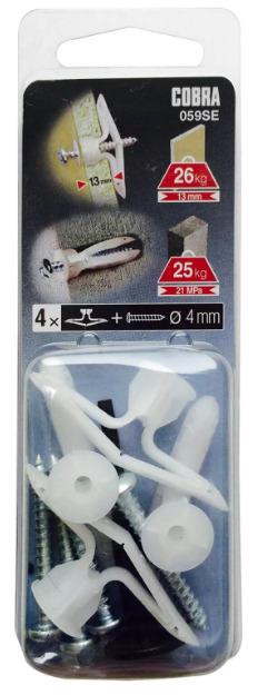 Wall plugs GKP, 7.4 x 31 mm, nylon, 4 pcs