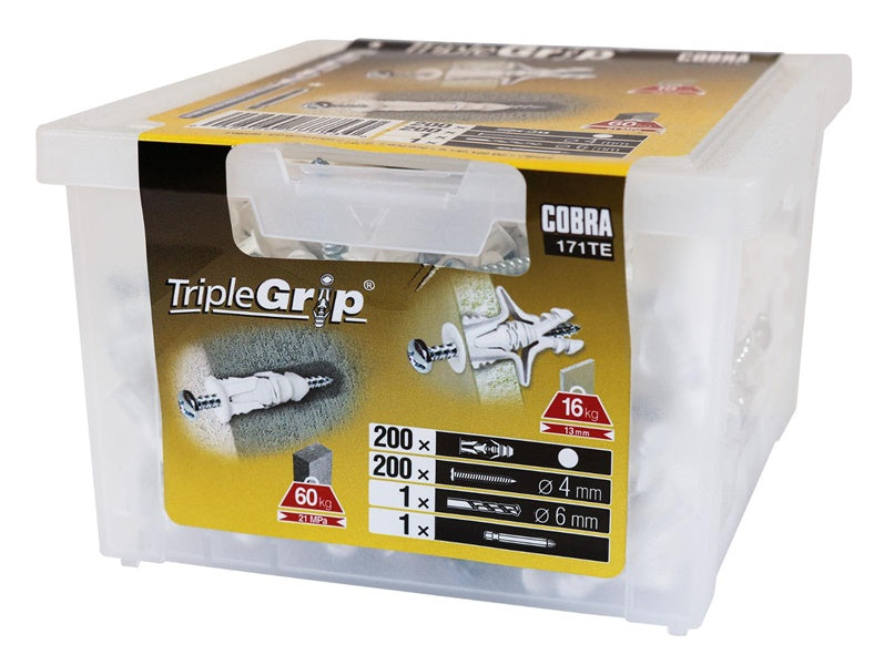 Plasterboard anchors, 4 x 29 mm, plastic, 200 pcs.