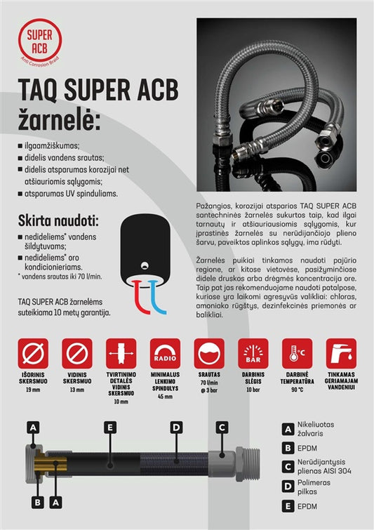 Wąż hydrauliczny Tucai Taq Super ACB, V1/2-V1/2, 40 cm