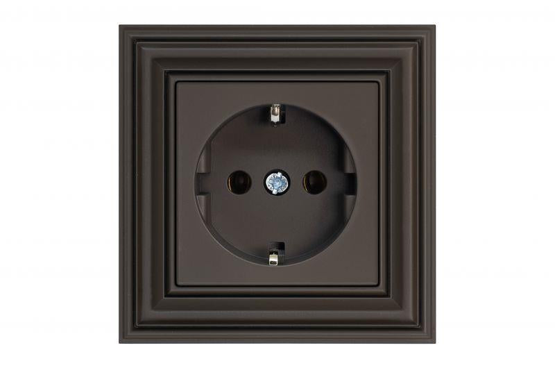 LIREGUS RETRO Socket, with earth, brown
