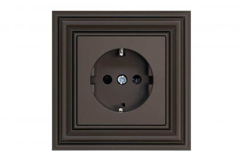 LIREGUS RETRO Socket, with earth, brown