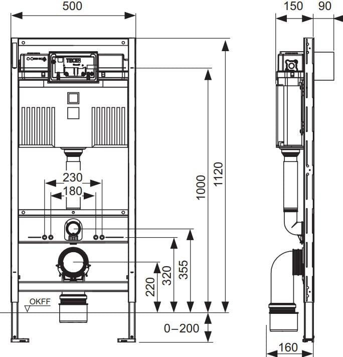 Rama WC uniwersalna tece 9300302 profil