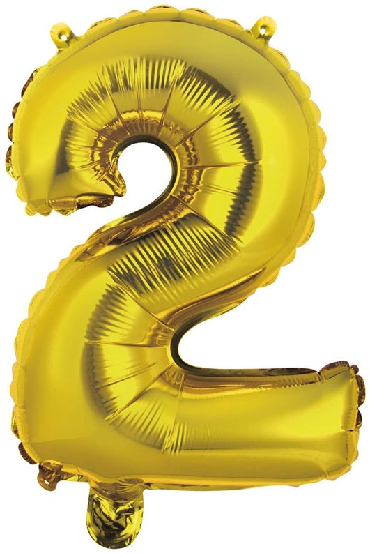 Balloon number 2, gold, 1 pc.