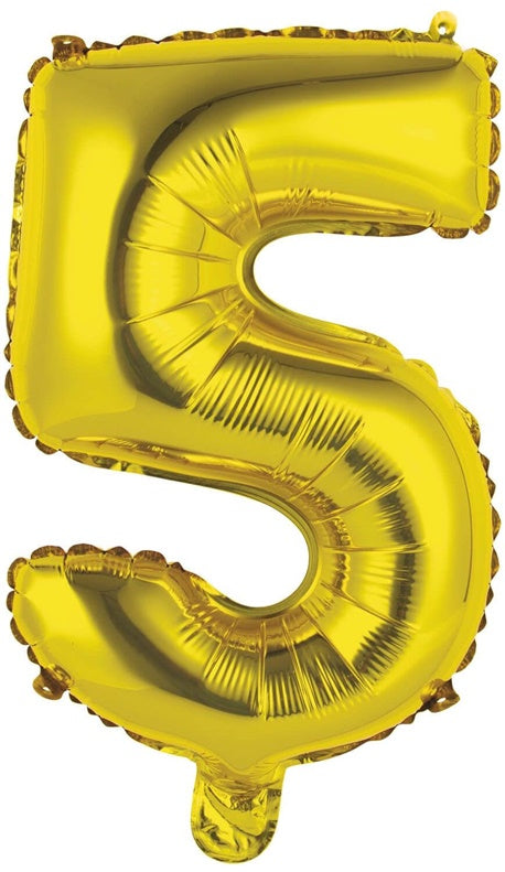 Balloon number 5, gold, 1 pc.