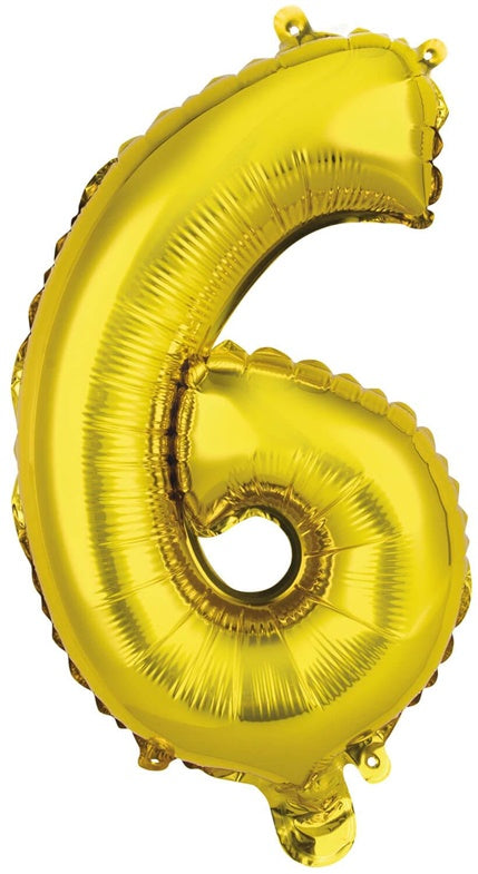 Balloon number 6, gold, 1 pc.