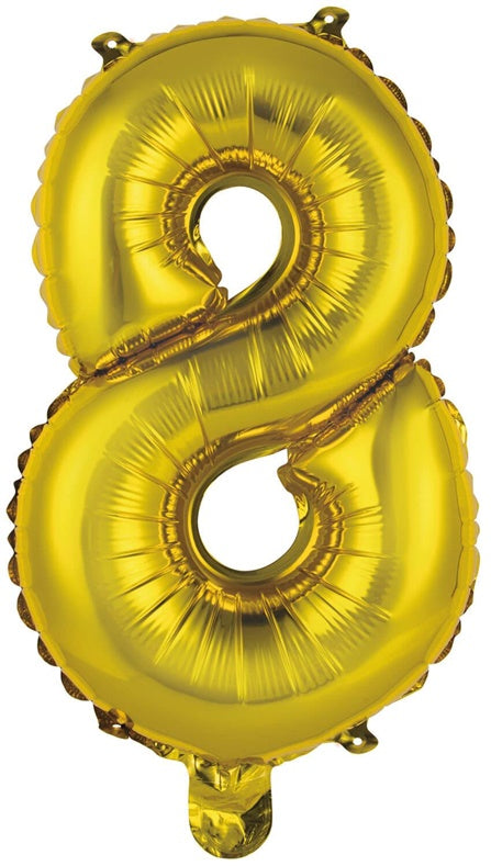 Balloon number 8, golden, 1 pc.