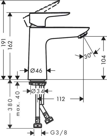 Praustuvės maišytuvas HANSGROHE TALIS E110, juodas