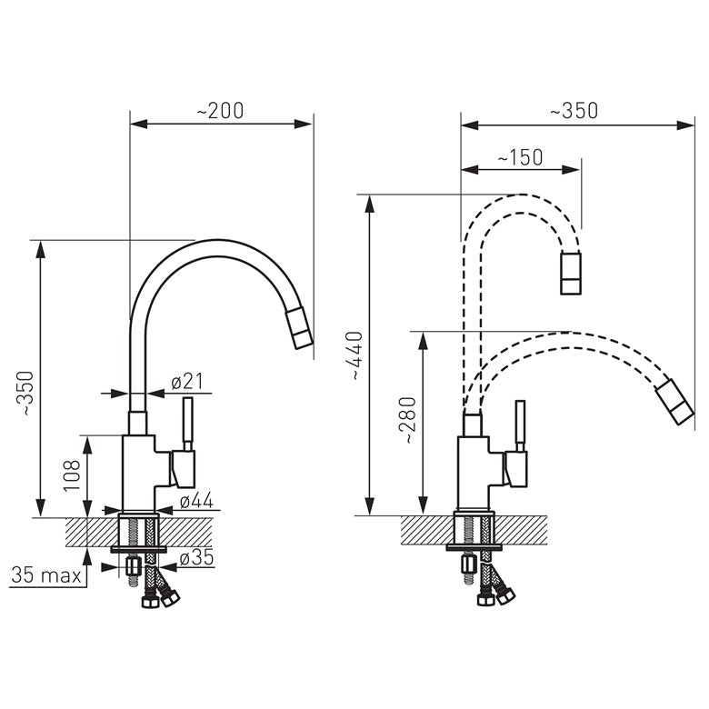 Kitchen mixer tap Ferro Zorba BZR4S, silver/chrome