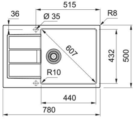 Sink FRANKE SIRIUS 2.0 S2D 611-78 XL, 780×500×200 mm