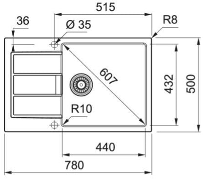Sink FRANKE SIRIUS 2.0 S2D 611-78 XL, 780×500×200 mm