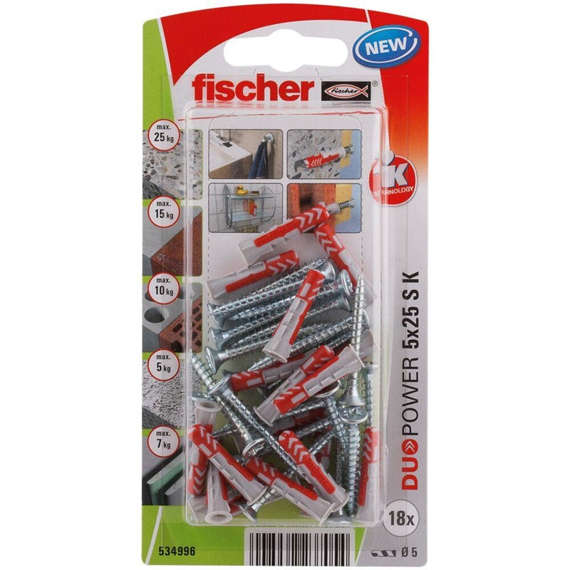 Kołek Fischer DuoPower, 25 mm x 5 mm, 18 szt.