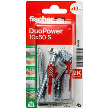 Kołek rozporowy Fischer DuoPower, ze śrubami, 10 mm x 50 mm, 4 szt.