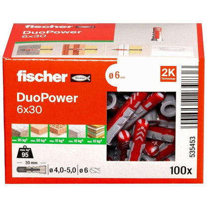 Kaištis Fischer DuoPower, 30 mm x 6 mm, 100 vnt.