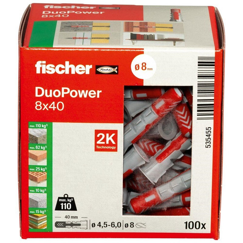Kołek rozporowy Fischer DuoPower, 40 mm x 8 mm, 100 szt.