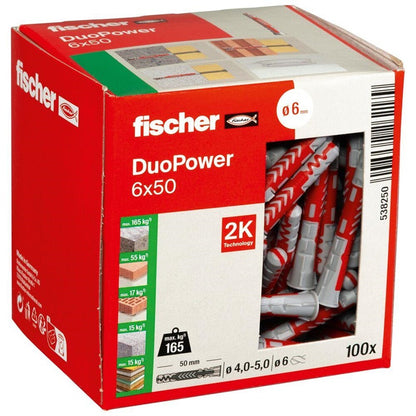 Kaištis Fischer DuoPower, 50 mm x 6 mm, 100 vnt.