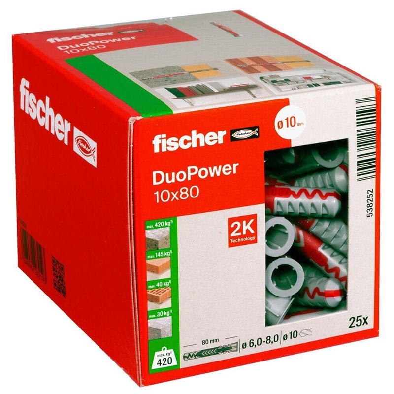 Kołek rozporowy Fischer DuoPower, 80 mm x 10 mm, 25 szt.