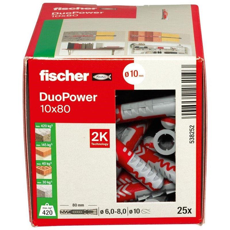 Kołek rozporowy Fischer DuoPower, 80 mm x 10 mm, 25 szt.