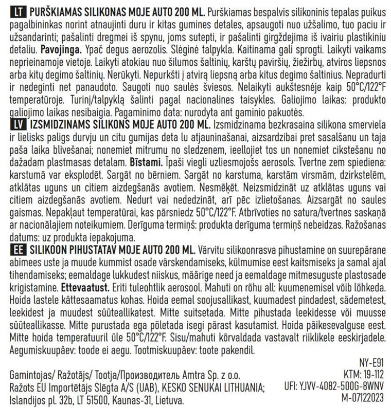 Purškiamas silikonas Moje Auto, 200 ml
