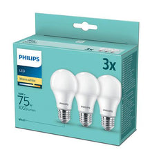 Light bulbs Philips LED, A60, E27, 10W, 1055lm, 2700K, 3 pcs