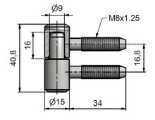 Zawias okienny 15 x 40 mm, ocynkowany, żółty