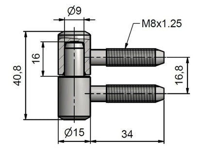 Window hinge 15 x 40 galvanized, grey
