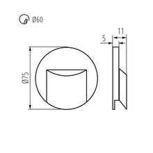 Šviestuvas laiptų, įleidžiamas, LED 0,8W 4K 15lm D7,5 baltas