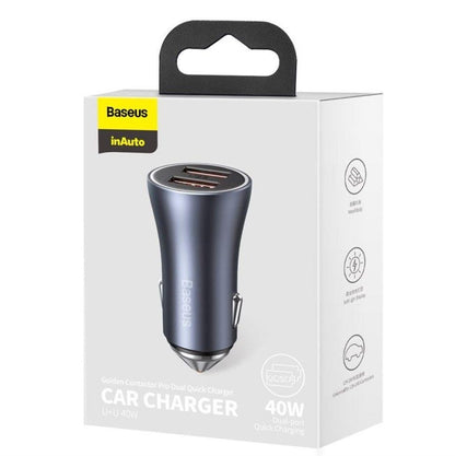 ŁADOWARKA SAMOCHODOWA 2XUSB QC4.0 40W SZARA