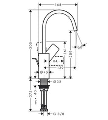 Bateria umywalkowa HANSGROHE VIVENIS 210 75030000, chromowana