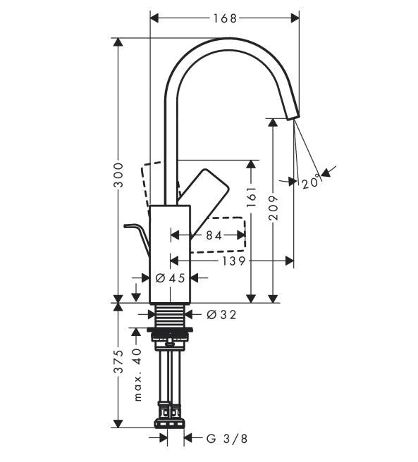 Bateria umywalkowa HANSGROHE VIVENIS 210 75030000, chromowana