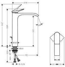 Bateria umywalkowa HANSGROHE VIVENIS 250 75040000, chrom