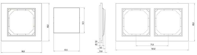 Triple frame VILMA QR1000, ivory