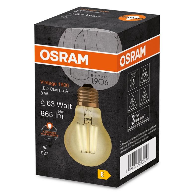 Lemputė Osram LED, A60, E27, 8 W, 950 lm, 2400K