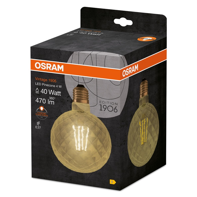 Light bulb Osram LED, G125, E27, 4.5 W, 470 lm, 2400 K