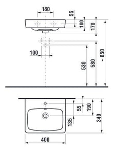 Умывальник JIKA LYRA PLUS H815380, 400×340 мм