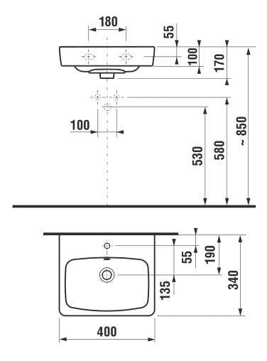 Praustuvė JIKA LYRA PLUS H815380, 400×340 mm